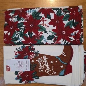 NORTH POLE TRADING CO BRAND HOLIDAY CHRISTMAS KITCHEN TOWELS BUNDLE OF 4